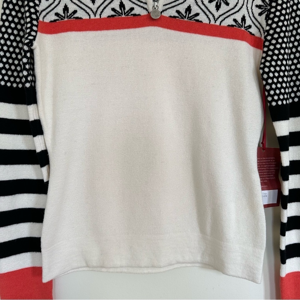 Never Fair Isle Snowflake Quarter Zip Knit Pullover Sweater Size XS - Picture 5 of 13